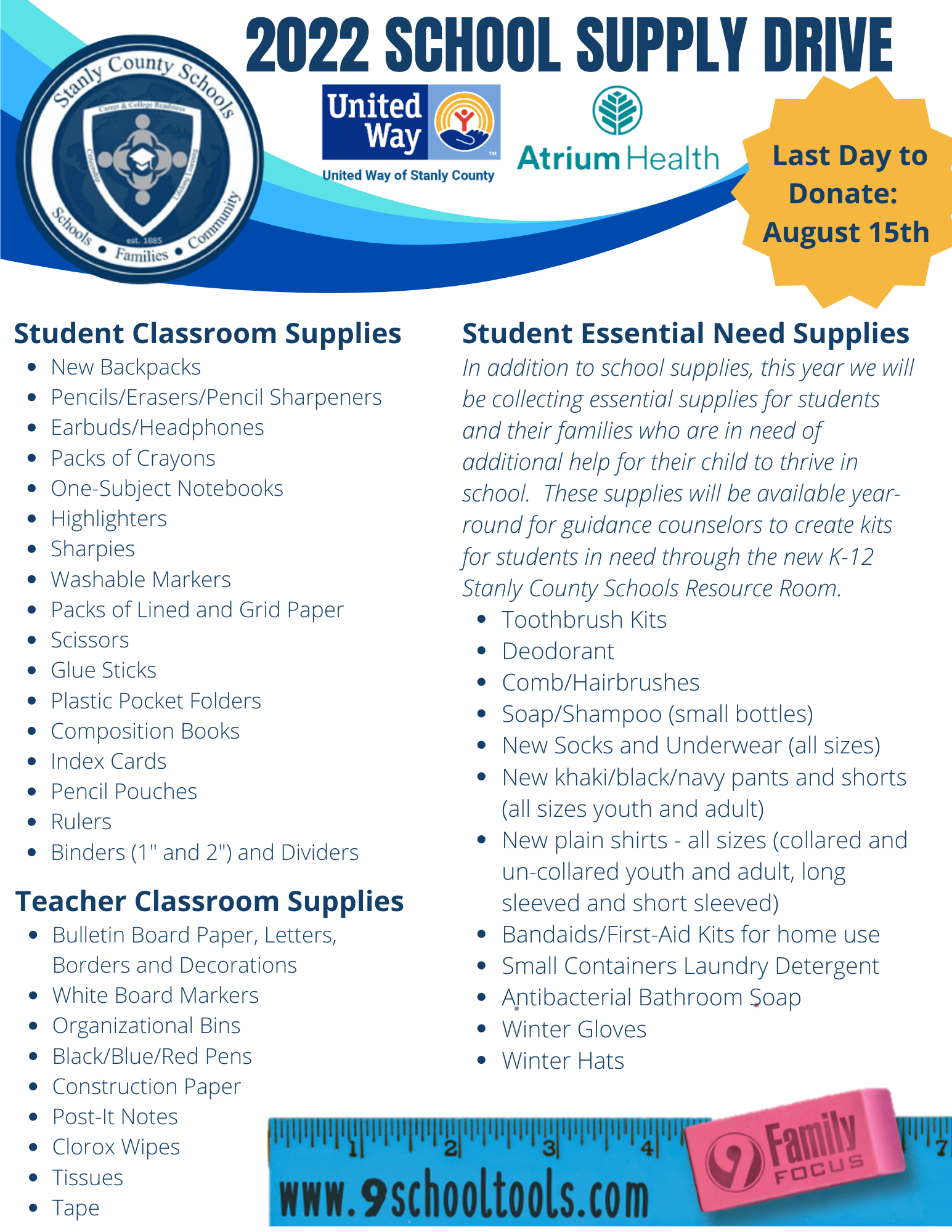 School Supply Donation List